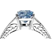 Split Shank Engagement Ring Setting for Fancy Blue Cushion Cut Center with Pave Split Shank and Prong Head in White Gold
