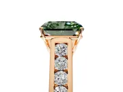Solitaire Engagement Ring Setting for Fancy Green Radiant Cut Center with Round Cut Channel Band and Prong Head in Rose Gold