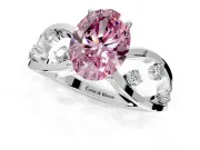 Solitaire Engagement Ring Setting for Fancy Pink Oval Center with Criss-Cross Accent Band and Prong Head in Sterling Silver