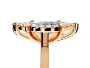 Single Halo Engagement Ring Setting for Fancy Blue Marquise Center with Corner Claws, Plain Band and Prong Head in Rose Gold