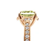 Floral Engagement Ring Setting for Fancy Yellow Princess Cut Center with Four Accent Clusters and Prong Head in Rose Gold