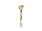 Shared-Prong Engagement Ring Setting for Fancy Yellow Heart-Shaped Center with Graduated Accents and Prong Head in Rose Gold