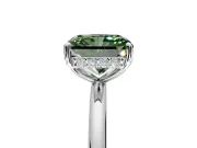 Solitaire Engagement Ring Setting for Fancy Green Radiant Cut Center with Plain Band, Open Basket and Prong Head in Sterling Silver