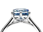 Solitaire Engagement Ring Setting for Fancy Blue Asscher Cut Center with Cathedral Band and Prong Head in Sterling Silver