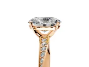 Side Accent Engagement Ring Setting for Oval Center with Accent Shoulders and Prong Head in Rose Gold
