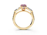 Channel-Set Engagement Ring Setting for Fancy Pink Radiant Cut Center with Baguette Band and Prong Head in Yellow Gold