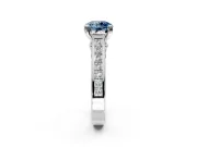 Solitaire Engagement Ring Setting for Fancy Blue Round Cut Center with Channel Band and Double Claw Prong Head in Sterling Silver