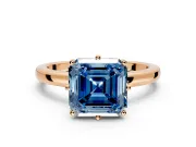 Solitaire Engagement Ring Setting for Fancy Blue Asscher Cut Center with Plain Band and Tulip Prong Head in Rose Gold