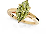 Solitaire Engagement Ring Setting for Fancy Yellow Marquise Center with Flat-Sided Plain Band and Prong Head in Yellow Gold