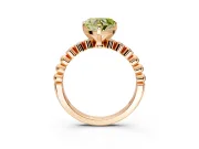 Solitaire Engagement Ring Setting for Fancy Yellow Heart-Shaped Center with Bezel-Dot Beaded Band and Prong Head in Rose Gold
