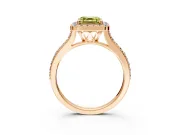 Halo Engagement Ring Setting for Fancy Yellow Asscher Cut Center with Pave Accents, Heart Basket and Prong Head in Rose Gold