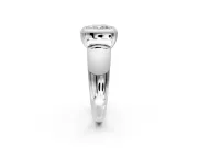 Solitaire Engagement Ring Setting for Cushion Cut Center with Wide Band and Bezel Head in Platinum