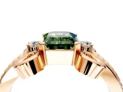 Solitaire Engagement Ring Setting for Fancy Green Emerald Cut Center with Twisted Band and Scroll Prong Head in Rose Gold