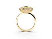 Halo Engagement Ring Setting for Fancy Yellow Marquise Center with Milgrain Bezel Rim, Plain Band and Prong Head in Yellow Gold