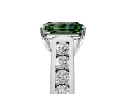 Solitaire Engagement Ring Setting for Fancy Green Emerald Cut Center with Cathedral Channel Band and Prong Head in Platinum