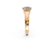 Solitaire Engagement Ring Setting for Round Cut Center with Wide Band, Pave Collar and Prong Head in Rose Gold
