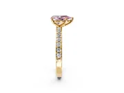 Solitaire Engagement Ring Setting for Fancy Pink Pear-Shaped Center with Round Cut Pave Band and Prong Head in Yellow Gold