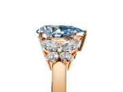 Solitaire Engagement Ring Setting for Fancy Blue Pear-Shaped Center with Marquise Flower Shoulders and Prong Head in Rose Gold
