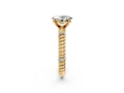 Rope Engagement Ring Setting for Oval Center with Accent Shoulders and Prong Head in Yellow Gold
