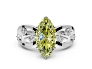 Solitaire Engagement Ring Setting for Fancy Yellow Marquise Center with Criss-Cross Accent Band and Prong Head in Platinum