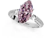 Solitaire Engagement Ring Setting for Fancy Pink Marquise Center with Multi-Row Accents and Prong Head in Sterling Silver