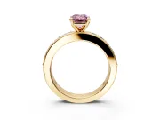Solitaire Engagement Ring Setting for Fancy Pink Emerald Cut Center with Channel-Set Accents and Prong Head in Yellow Gold