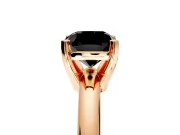 Solitaire Engagement Ring Setting for Fancy Black Cushion Cut Center with Wire Band and Prong Head in Rose Gold