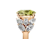 Leaf Cluster Engagement Ring Setting for Fancy Yellow Oval Center with Marquise Accents and Prong Head in Rose Gold