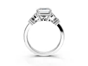 Floral Engagement Ring Setting for Asscher Cut Center with Marquise Cluster Shoulders and Prong Head in Sterling Silver