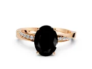 Side Accent Engagement Ring Setting for Fancy Black Oval Center with Accent Shoulders and Prong Head in Rose Gold
