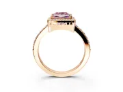 Halo Engagement Ring Setting for Fancy Pink Princess Cut Center with Inner Milgrain Border and Prong Head in Rose Gold
