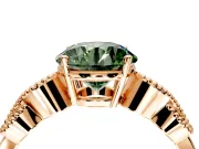 Leaf Engagement Ring Setting for Fancy Green Round Cut Center with Milgrain Accent Band and Prong Head in Rose Gold