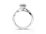 Baguette Engagement Ring Setting for Radiant Cut Center with Alternating Bar-Set Band and Prong Head in Sterling Silver