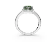 Floral Frame Engagement Ring Setting for Fancy Green Princess Cut Center with Accent Clusters and Prong Head in Sterling Silver