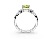 Solitaire Engagement Ring Setting for Fancy Yellow Radiant Cut Center with Grooved Bar Accent Band and Prong Head in White Gold