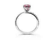 Solitaire Engagement Ring Setting for Fancy Pink Radiant Cut Center with Micro Pave Band and Prong Head in Sterling Silver