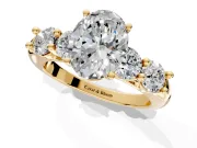 5 Stone Engagement Ring Setting for Oval Center with Graduated Accents and Prong Head in Yellow Gold