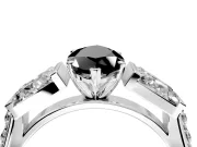 Channel-Set Engagement Ring Setting for Fancy Black Marquise Center with Baguette Band and Prong Head in Platinum