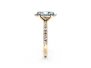 Solitaire Engagement Ring Setting for Fancy Blue Marquise Center with Fine Pave Narrow Band and Prong Head in Yellow Gold