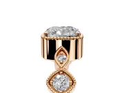 Vintage Station Engagement Ring Setting for Cushion Cut Center with Accents and Prong Head in Rose Gold