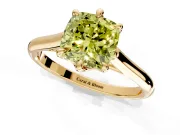 Solitaire Engagement Ring Setting for Fancy Yellow Cushion Cut Center with Cathedral Band and Prong Head in Yellow Gold