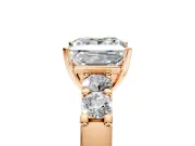 5 Stone Engagement Ring Setting for Princess Cut Center with Plain Band and Prong Head in Rose Gold