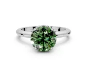 Hidden Halo Engagement Ring Setting for Fancy Green Round Cut Center with Plain Rounded Band and Prong Head in Platinum