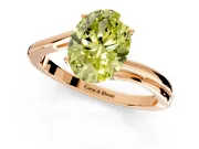 Solitaire Engagement Ring Setting for Fancy Yellow Oval Center with Plain Bypass Twist Band and Prong Head in Rose Gold
