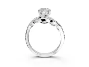 Solitaire Engagement Ring Setting for Cushion Cut Center with Filigree Band and Prong Head in Platinum