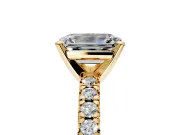 Solitaire Engagement Ring Setting for Emerald Cut Center with Large Accents and Prong Head in Yellow Gold
