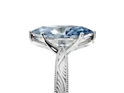 Solitaire Engagement Ring Setting for Fancy Blue Marquise Center with Engraved Milgrain Band and Prong Head in Platinum