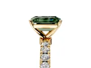 Open Basket Engagement Ring Setting for Fancy Green Emerald Cut Center with Pave Band and Prong Head in Yellow Gold