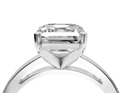 Solitaire Engagement Ring Setting for Asscher Cut Center with Basket Rail and Prong Head in White Gold
