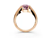Tension Engagement Ring Setting for Fancy Pink Radiant Cut Center with Wide Tapered Band and Tension Head in Rose Gold